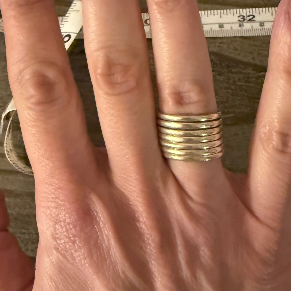 Sterling Silver 7 Connected Hoop Ring